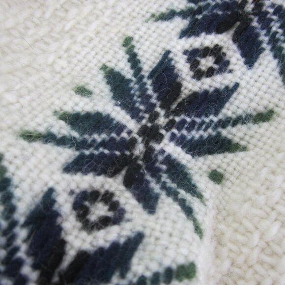 Yarina Ecuador Unisex L Ivory Navy Wool Cardigan Sweater Snowflake 50" Coat - Picture 8 of 12